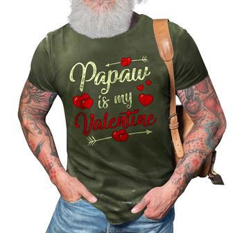 Retro Hearts Papaw Is My Valentines Day Fathers Day 3D Print Casual Tshirt | Mazezy