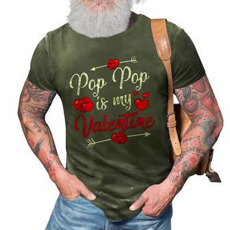 Retro Hearts Pop Pop Is My Valentines Day Fathers Day 3D Print Casual Tshirt | Mazezy
