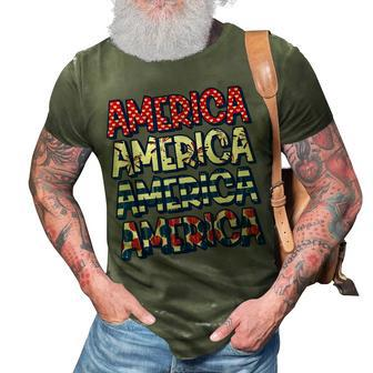 Retro Vintage America Red Blue And White 4Th July Patriotic 3D Print Casual Tshirt - Seseable