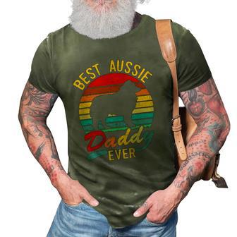 Retro Vintage Best Aussie Daddy Ever Australian Shepherd Dad 3D Print Casual Tshirt | Mazezy