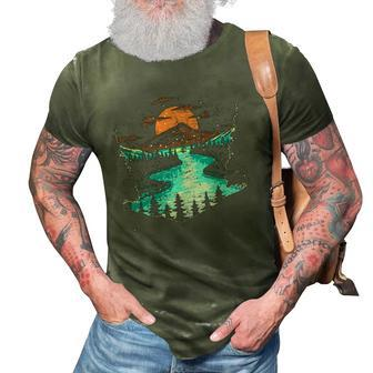 River Full Moon Mountain Outdoor Nature Tree Wildlife Forest 3D Print Casual Tshirt | Mazezy