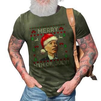 Santa Joe Biden Merry 4Th Of July Ugly Christmas  3D Print Casual Tshirt