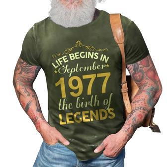 September 1977 Birthday Life Begins In September 1977 V2 3D Print Casual Tshirt - Seseable