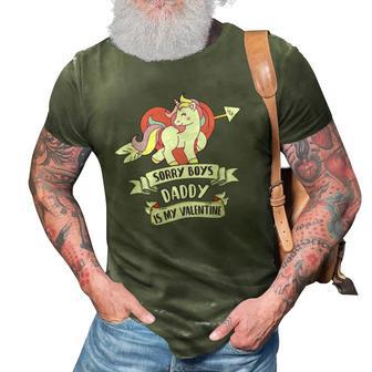 Sorry Boys Daddy Is My Valentine Cute Unicorn Fathers Day 3D Print Casual Tshirt | Mazezy