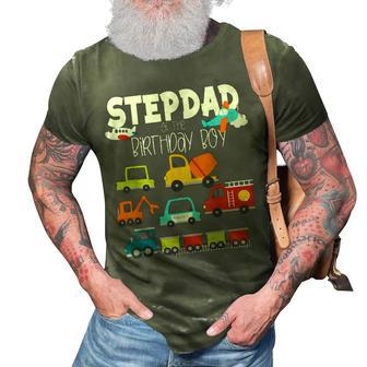 Stepdad Of The Birthday Boy Family Matching Train Fire Truck 3D Print Casual Tshirt - Seseable