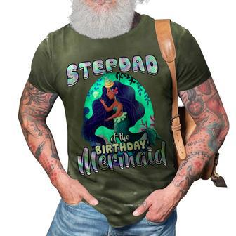 Stepdad Of The Birthday Mermaid Matching Family Party 3D Print Casual Tshirt - Seseable