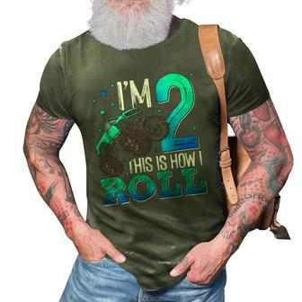This Is How I Roll 2 Years Old Monster Truck 2Nd Birthday 3D Print Casual Tshirt | Mazezy