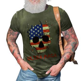 Ultra Maga Skull Make America Great Again American Flag Usa Flag Skull 3D Print Casual Tshirt - Monsterry