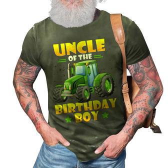Uncle Of The Birthday Boy Tractor Farm Truck Party 3D Print Casual Tshirt - Seseable