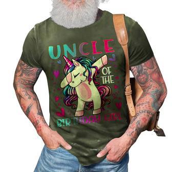 Uncle Of The Birthday Girl Dabbing Unicorn Uncle Gifts 3D Print Casual Tshirt - Seseable