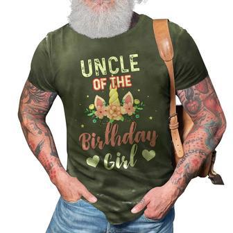 Uncle Of The Birthday Girl Unicorn Family Matching 3D Print Casual Tshirt - Seseable