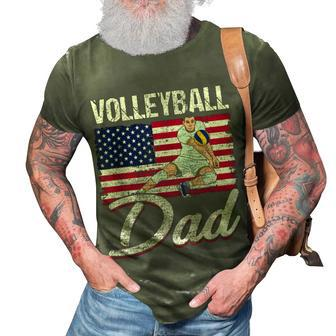 Usa Flag Volleyball Dad Fathers Day Funny 4Th Of July 3D Print Casual Tshirt - Seseable