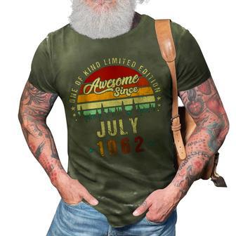 Vintage 60Th Birthday Awesome Since July 1962 Epic Legend 3D Print Casual Tshirt - Seseable