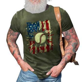 Vintage Baseball 4Th Of July Men Usa American Flag Boys 3D Print Casual Tshirt | Mazezy
