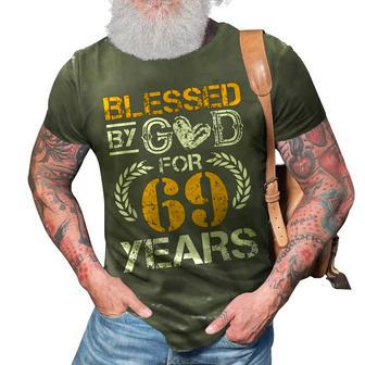 Vintage Blessed By God For 69 Years Happy 69Th Birthday 3D Print Casual Tshirt - Seseable