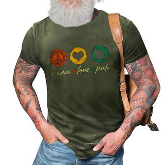 Vintage Peace Love Puli Dog Lover Gifts 3D Print Casual Tshirt | Mazezy