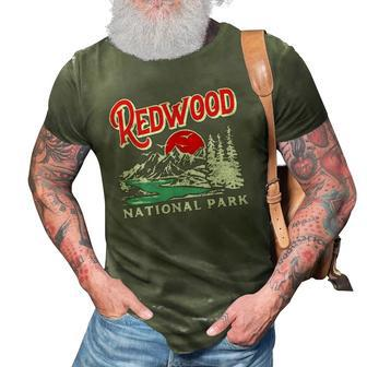 Vintage Redwood National Park Distressed 80S Mountains 3D Print Casual Tshirt | Mazezy