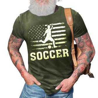 Vintage Retro American Flag Soccer 4Th Of July 3D Print Casual Tshirt - Seseable