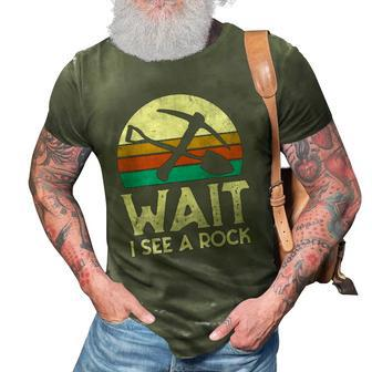 Wait I See A Rock Funny Geologist Gift Science Retro Geology 3D Print Casual Tshirt | Mazezy