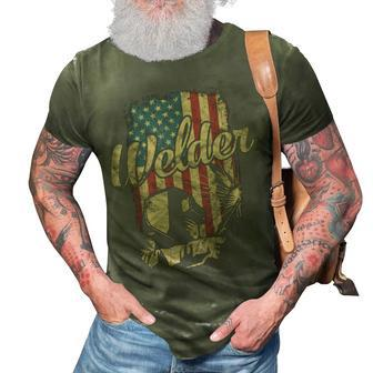Welder American Flag Welding Gift Usa Patriotic Retro Helmet V2 3D Print Casual Tshirt - Seseable