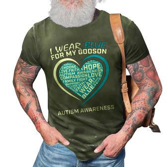 Women Men Godparents I Wear Blue For Godson Autism Awareness 3D Print Casual Tshirt | Mazezy