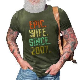 Womens 15Th Wedding Anniversary For Her Best Epic Wife Since 2007 Married Couples 3D Print Casual Tshirt | Mazezy
