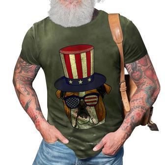 Womens American Flag Patriotic Bulldog Mom Dad Apparel 4Th Of July 3D Print Casual Tshirt - Seseable