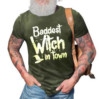 Womens Baddest Witch In Town Funny Halloween Witches 3D Print Casual Tshirt | Mazezy