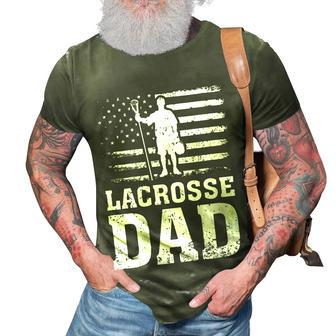 Womens Lacrosse Sports Lover American Flag Lacrosse Dad 4Th Of July 3D Print Casual Tshirt - Seseable