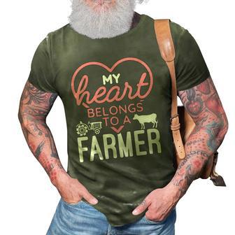 Womens My Heart Belongs To A Farmer Romantic Farm Wife Girlfriend 3D Print Casual Tshirt | Mazezy