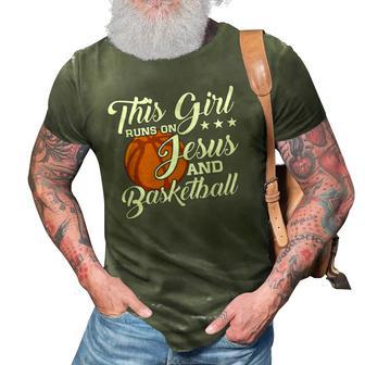 Womens This Girl Runs On Jesus And Basketball Christian Gift 3D Print Casual Tshirt | Mazezy