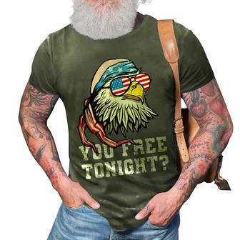 You Free Tonight Funny Bald Eagle American Flag 4Th Of July 3D Print Casual Tshirt - Seseable