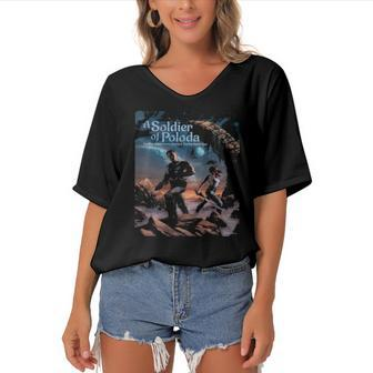 A Soldier Of Poloda Beyond The Farthest Star Women's Bat Sleeves V-Neck Blouse | Mazezy