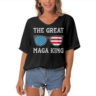 Anti Joe Biden Ultra Maga The Return Of The Great Maga King V3 Women's Bat Sleeves V-Neck Blouse | Favorety CA