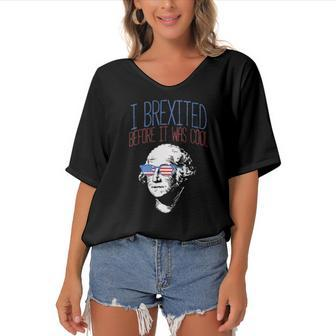 Brexit Before It Was Cool George Washington 4Th Of July Women's Bat Sleeves V-Neck Blouse | Mazezy