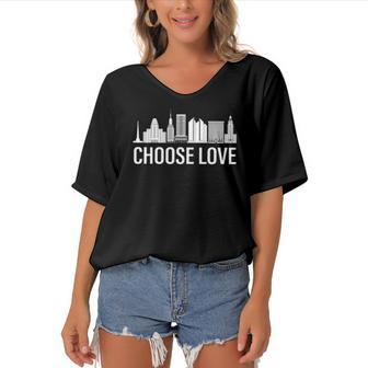 Buffalo Choose Love Stop Hate End Racism Women's Bat Sleeves V-Neck Blouse | Mazezy