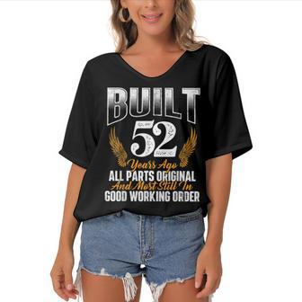 Built 52 Years Ago 52Nd Birthday 52 Years Old Bday Women's Bat Sleeves V-Neck Blouse - Seseable