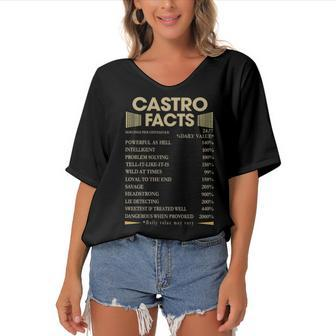 Castro Name Gift Castro Facts Women's Bat Sleeves V-Neck Blouse - Seseable