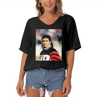 Claudia Pagán Marco Etcheverry Football Fans Women's Bat Sleeves V-Neck Blouse | Mazezy