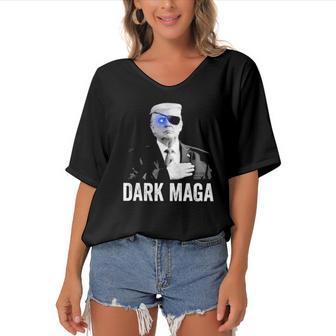 Dark Maga Trump Ultra Maga Women's Bat Sleeves V-Neck Blouse | Mazezy