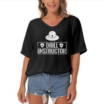 Drill Instructor For Fitness Coach Or Personal Trainer Gift Women's Bat Sleeves V-Neck Blouse | Mazezy