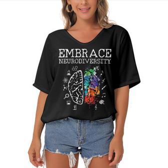 Embrace Neurodiversity Funny V5 Women's Bat Sleeves V-Neck Blouse | Favorety CA