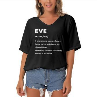 Eve Name Definition Personalized Custom Women's Bat Sleeves V-Neck Blouse | Mazezy