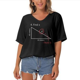 Find X I Found It Funny Math Pun Funny Find Women's Bat Sleeves V-Neck Blouse | Mazezy