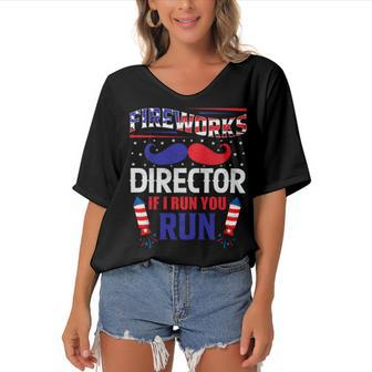 Fireworks Director If I Run You Run Women's Bat Sleeves V-Neck Blouse | Favorety DE