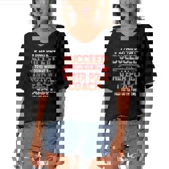 Fun Water Polo Coach Quote - Funny Coaches Saying Women's Bat Sleeves V-Neck Blouse | Mazezy