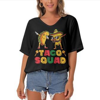 Funny Dabbing Taco Cinco De May Mexican Food V3 Women's Bat Sleeves V-Neck Blouse | Favorety UK