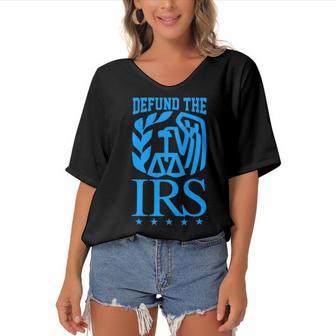 Funny Humour Irs Defund The Irs Women's Bat Sleeves V-Neck Blouse | Favorety UK