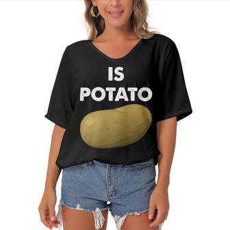 Funny Potato Women's Bat Sleeves V-Neck Blouse | Favorety UK