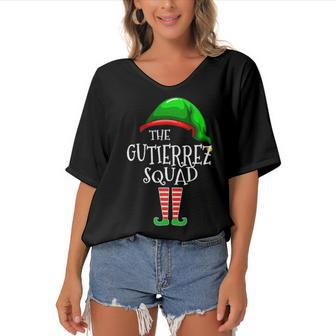 Gutierrez Name Gift The Gutierrez Squad Women's Bat Sleeves V-Neck Blouse - Seseable